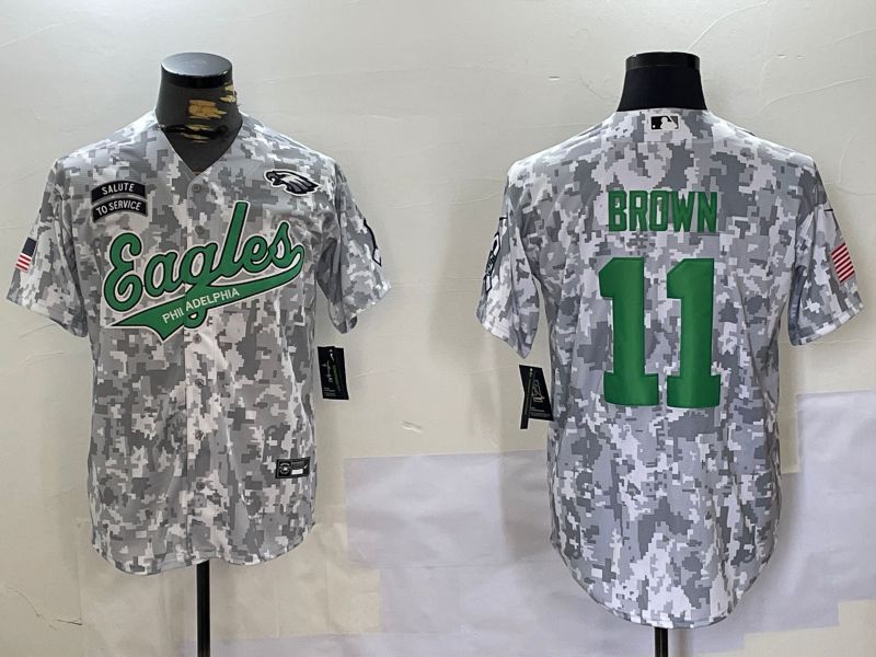 Men Philadelphia Eagles #11 Brown Nike Arctic Camo 2024 Salute to Service Limited NFL Jersey style 3->philadelphia eagles->NFL Jersey